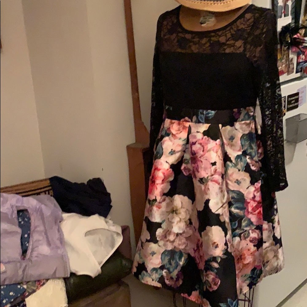 Black lace top floor or bottom dress